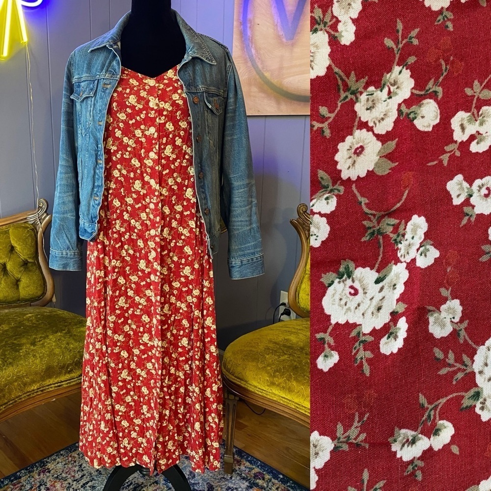 Vintage 90s Kathryn Deen New York Floral Button Down Maxi Dress Size L/XL